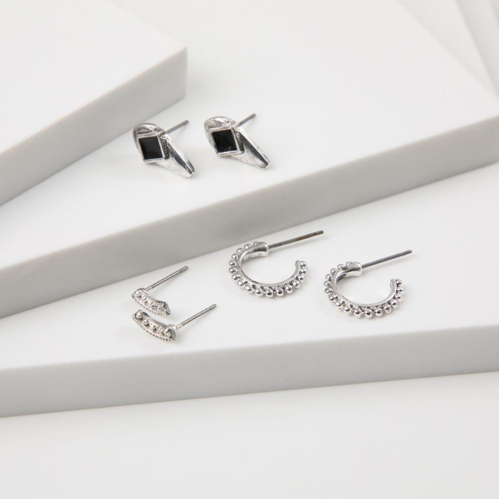 Aros Set Maida Plateado Humana