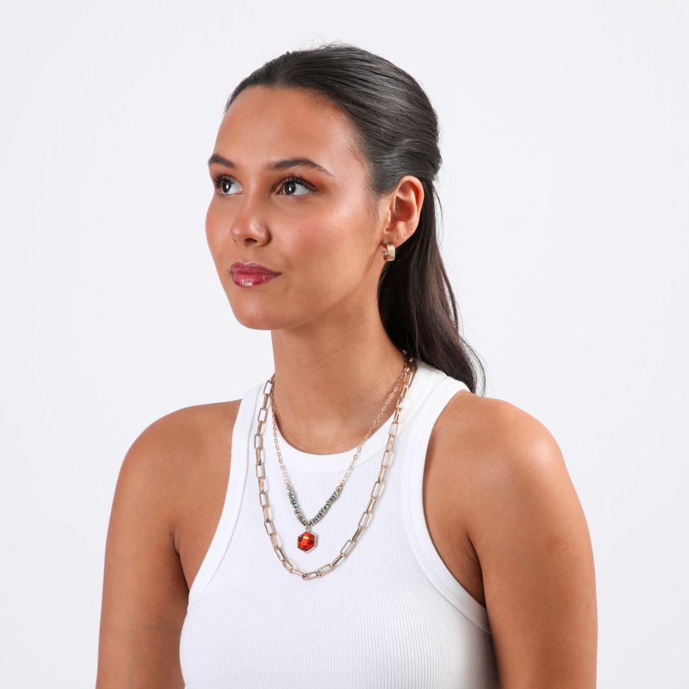 Collar Corto Sea Ruby Dorado Humana
