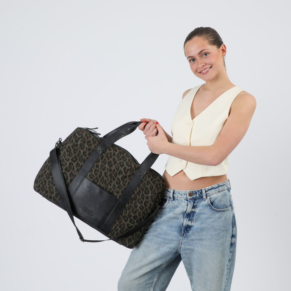 Bolso Otto Canvas Animal Print Verde Viaje Humana