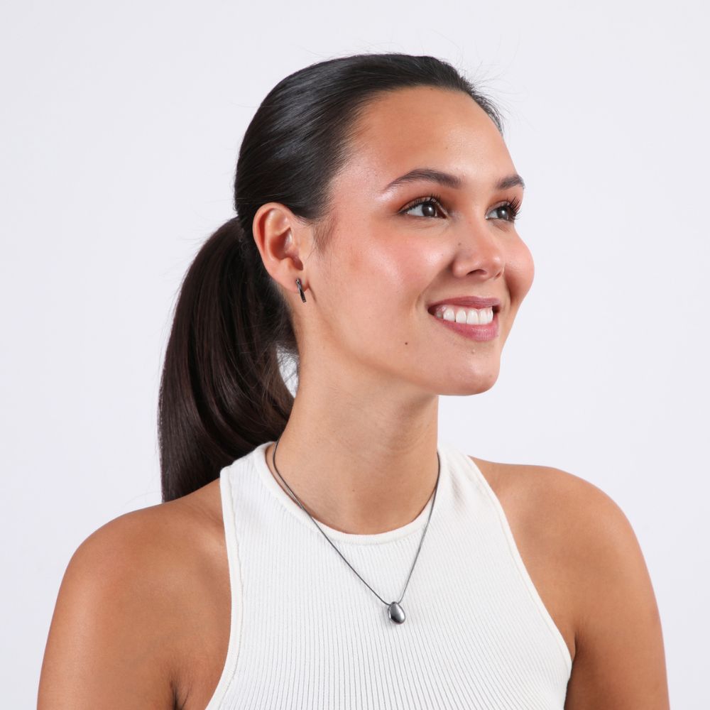 Set De Collar Y Aros Oval Plateado Humana