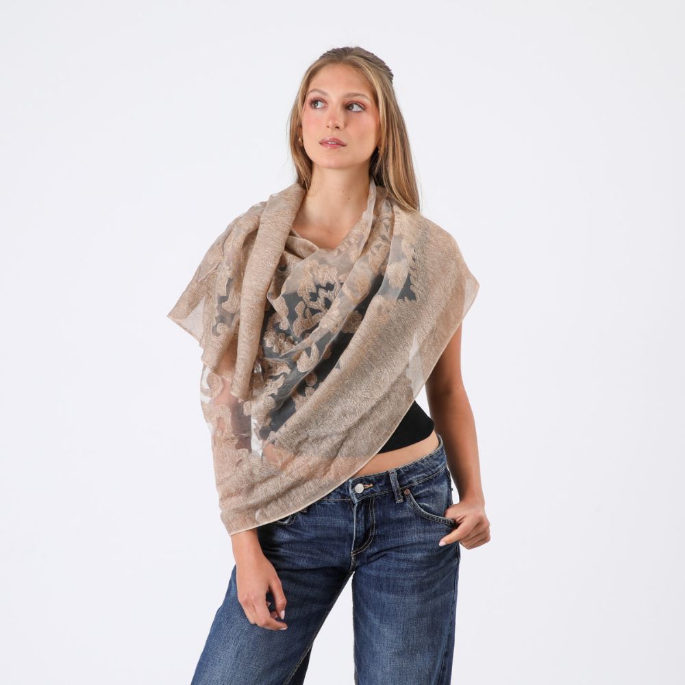 Pañuelo Beige Bordado Fiesta Humana