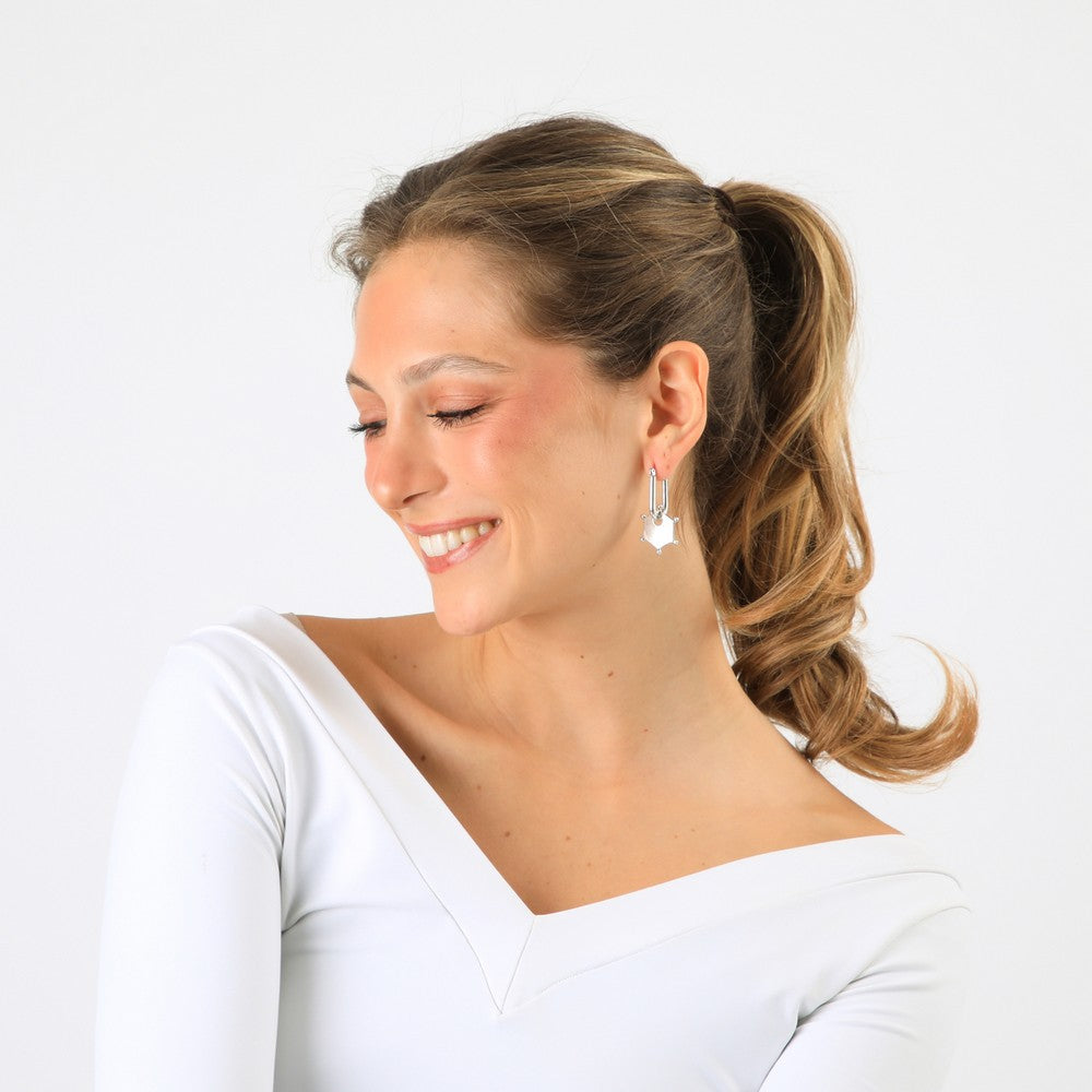 Aros Argollas Delia Plateado Humana