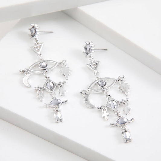 Aros Largo Eye Plateado Humana