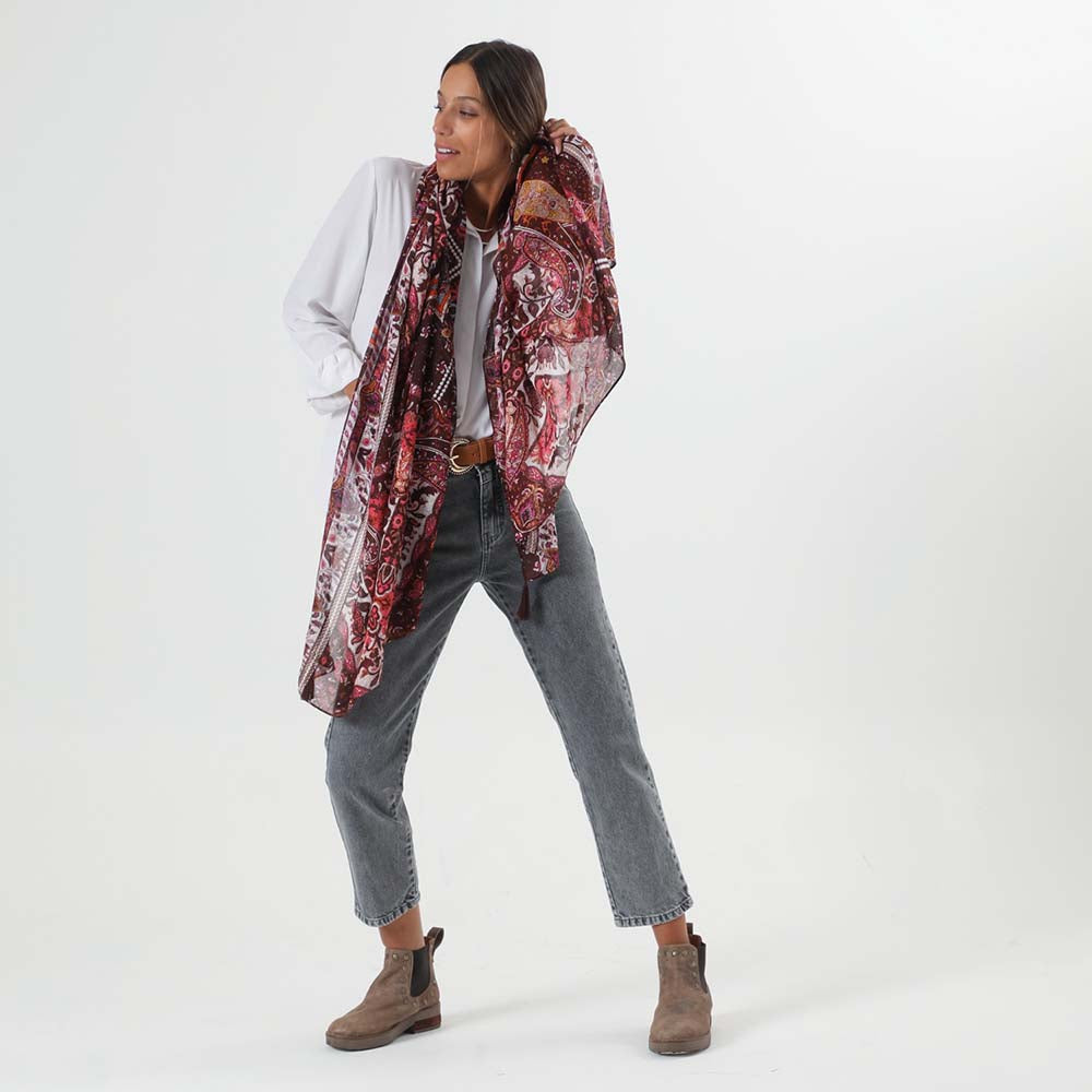 Pañuelo Estampado Burdeo Florencia Tatienne