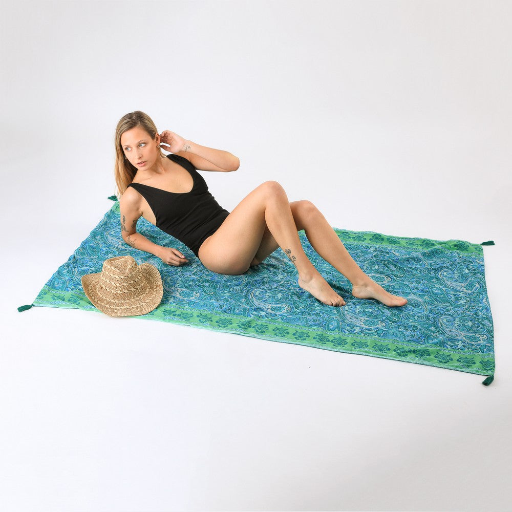 Toalla Reversible Rodas Turquesa Tatienne