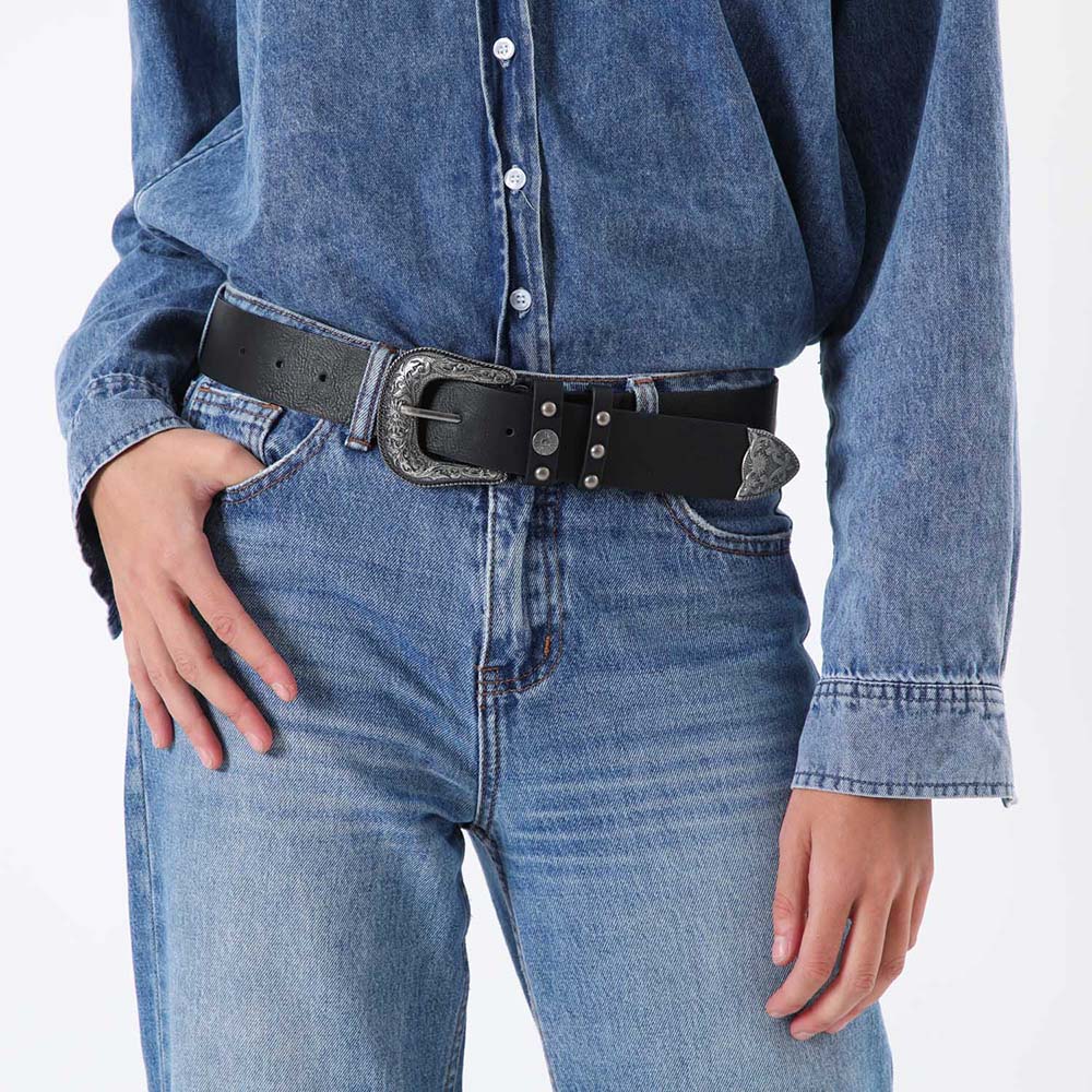 Cinturón Invierno Basic Silver Negro Humana