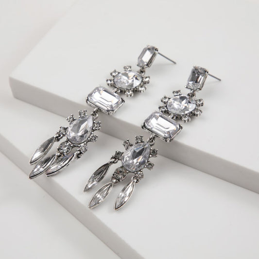 Aros Largo Drop Plateado Humana