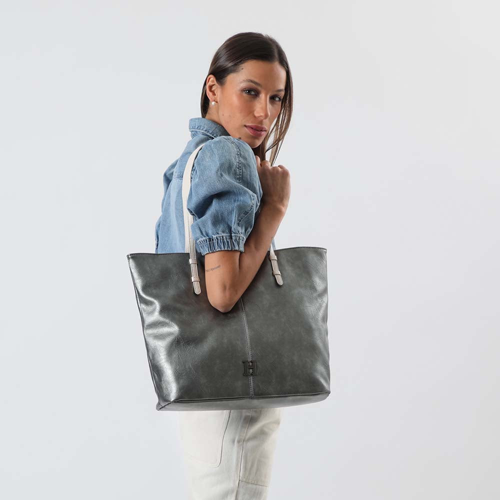 Cartera Hombro Margaret Plateada Humana
