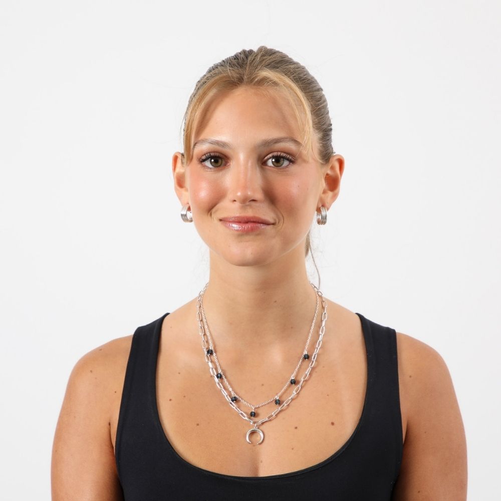 Set Collar Y Aros Adak Plateado Humana