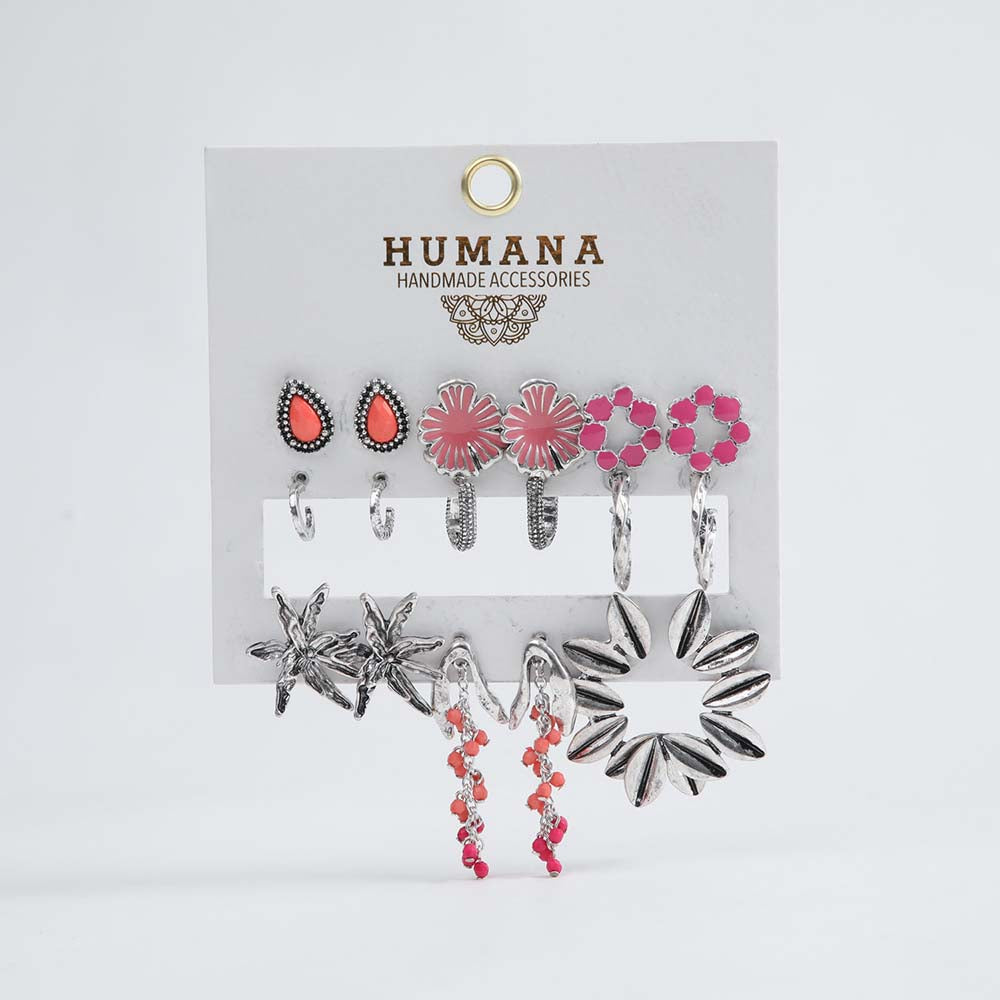 Set Aros Tilo Plateados Humana