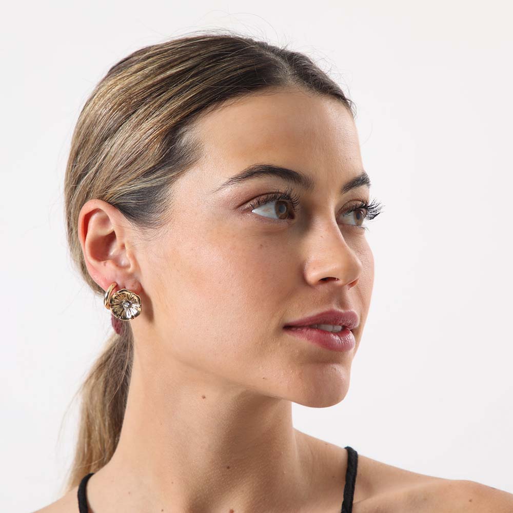 Set Aros Flor Dorado Tatienne