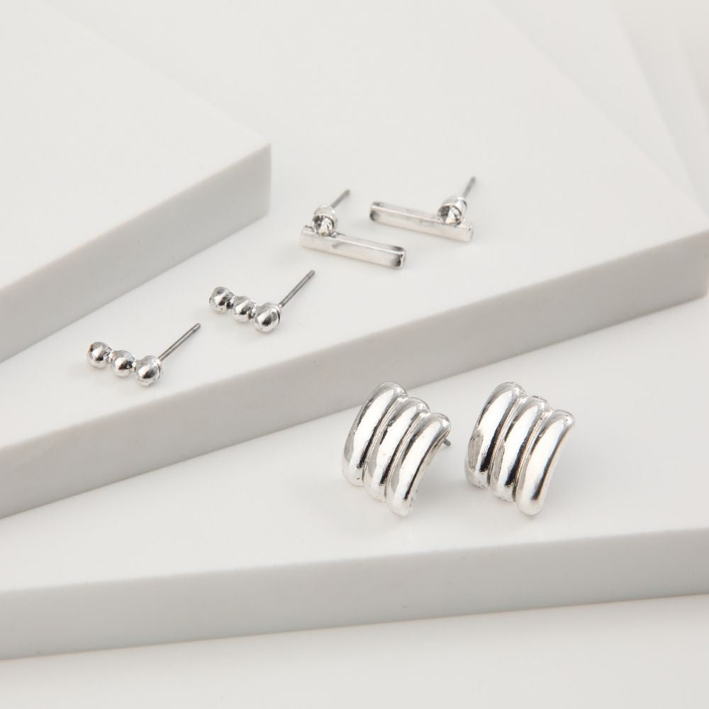 Aros Set Leia Plateado Humana