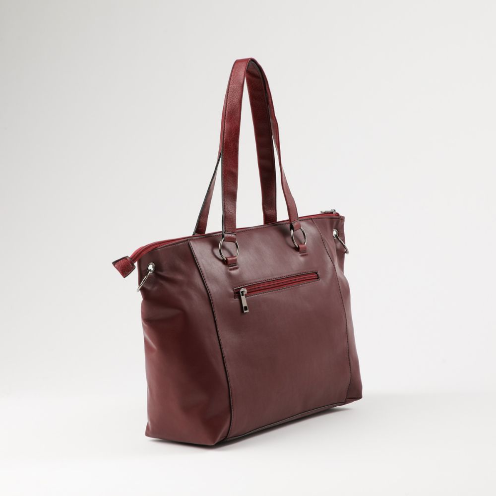 Cartera Tote Erika Ecocuero burdeo con tachas Humana