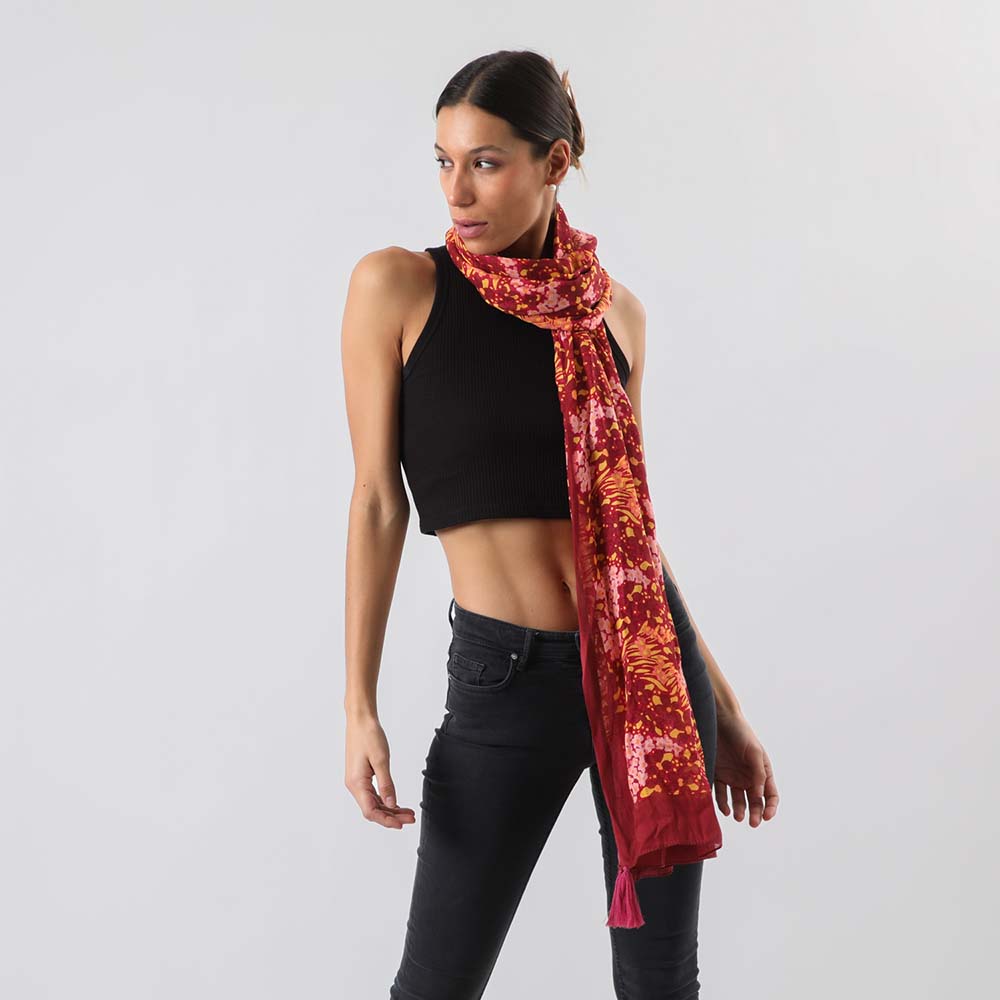 Pañuelo Estampado Floral Rojo i-D