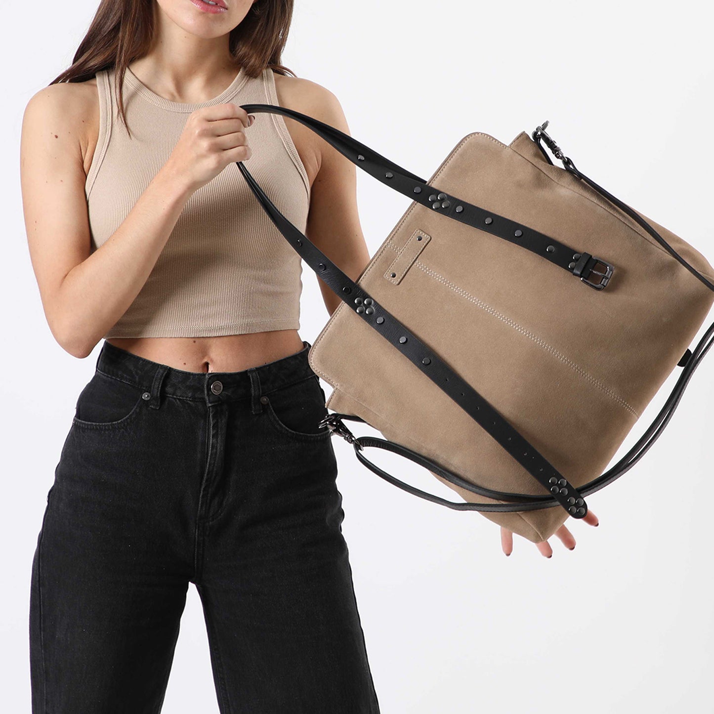 Cartera Cuero Hombro Budapest Beige