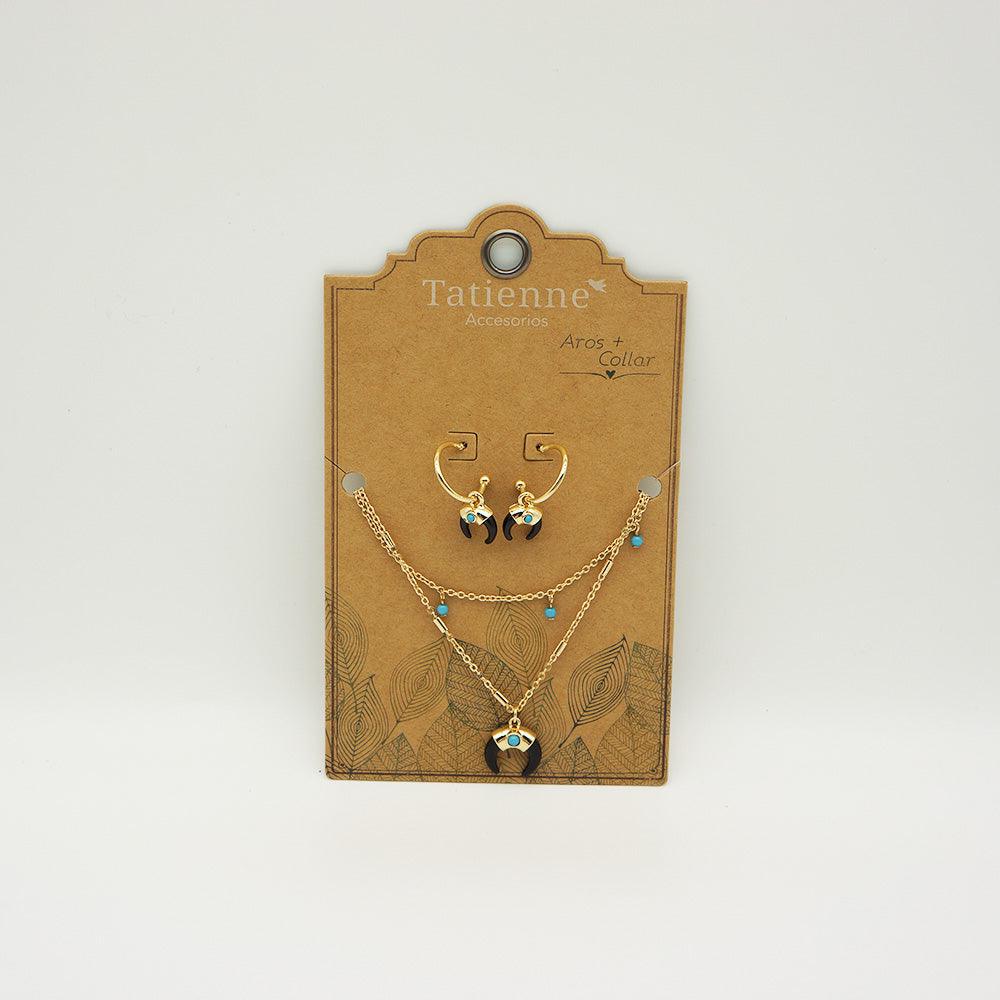 Pack Aros + Collar Luna Dorado Tatienne
