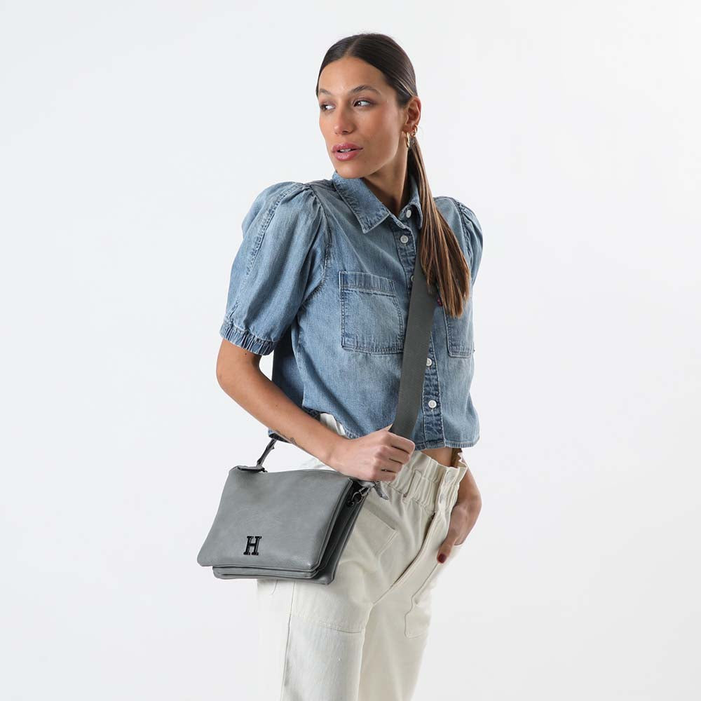 Cartera Cruzada Joss Plateada Humana