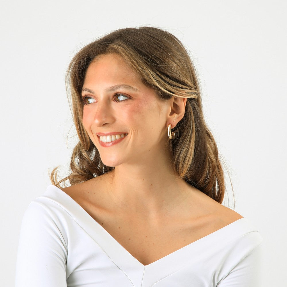 Aros Argollas Coral Dorado Humana