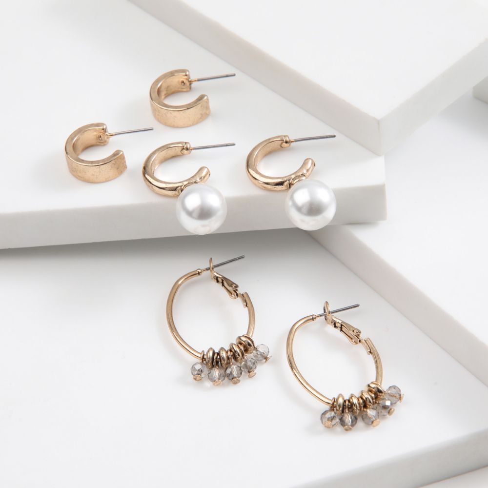 Set De 3 Argollas Sirio Dorado Humana