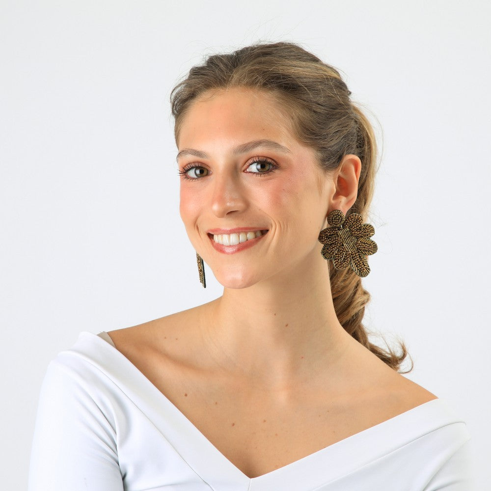 Aros Largos Leaf Plateado Humana