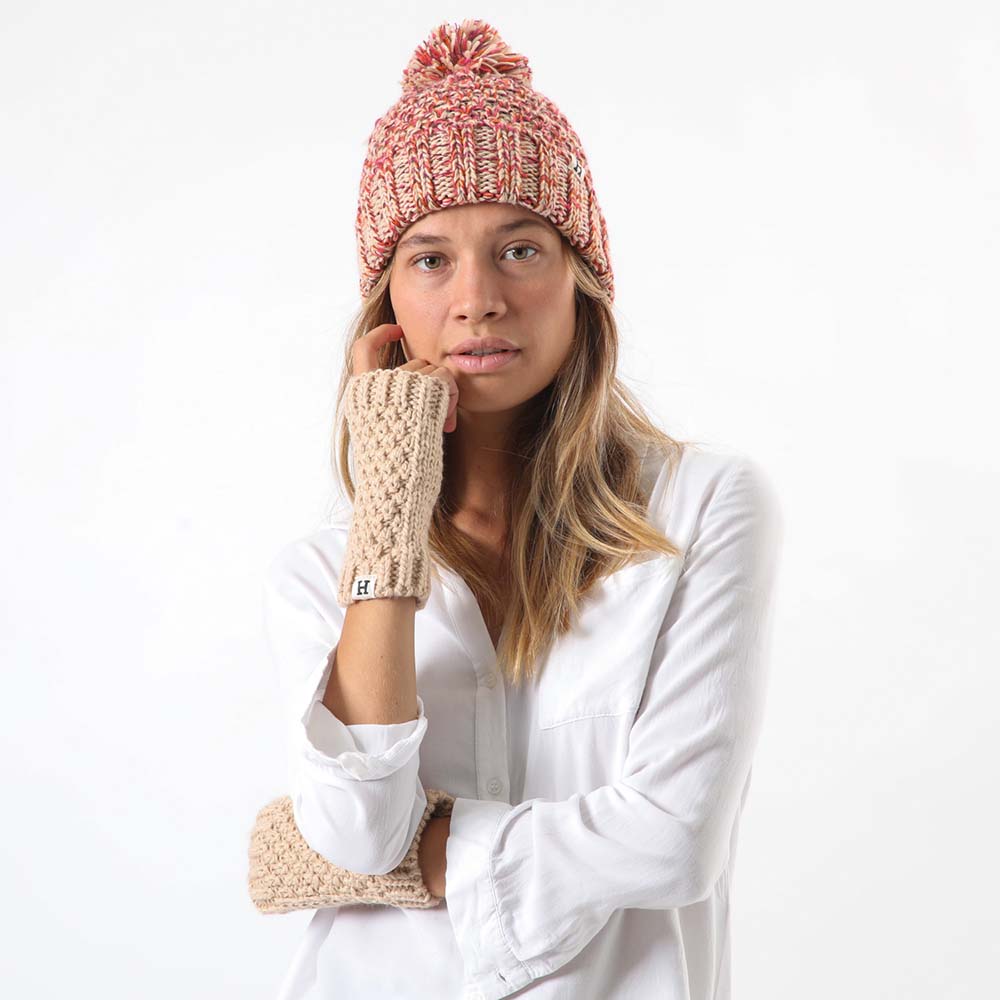 Pack De Gorro Tejido Y Mitones Tejidos Melange Café Humana