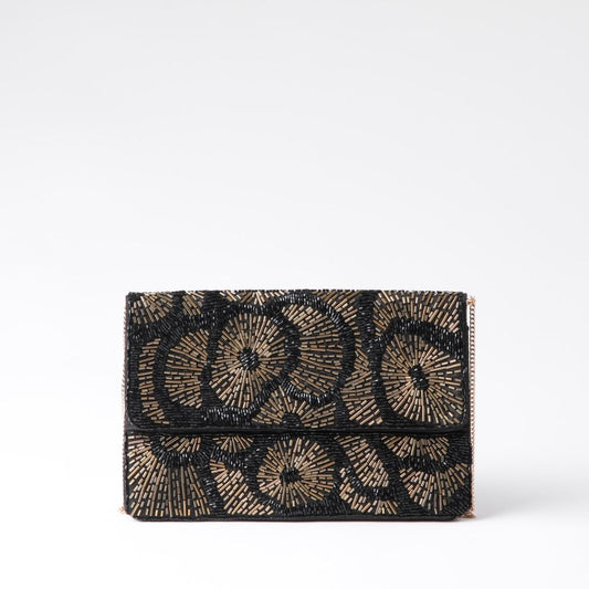 Cartera De Fiesta Mostacilla Radial Dorado Humana