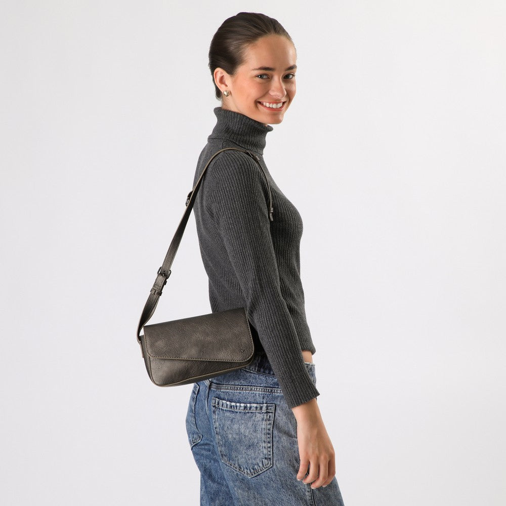 Cartera Bandolera Rodas Plateado I-D