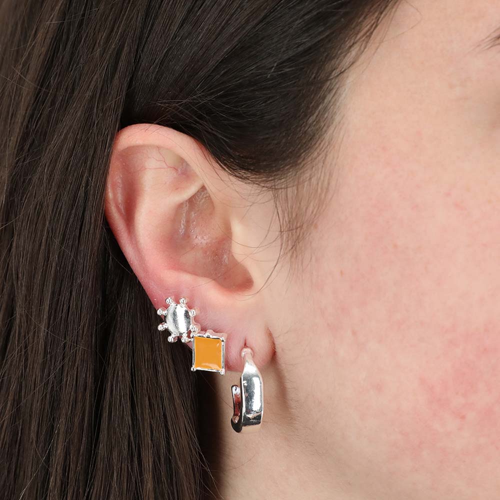 Aros Set Ham Plateado Humana