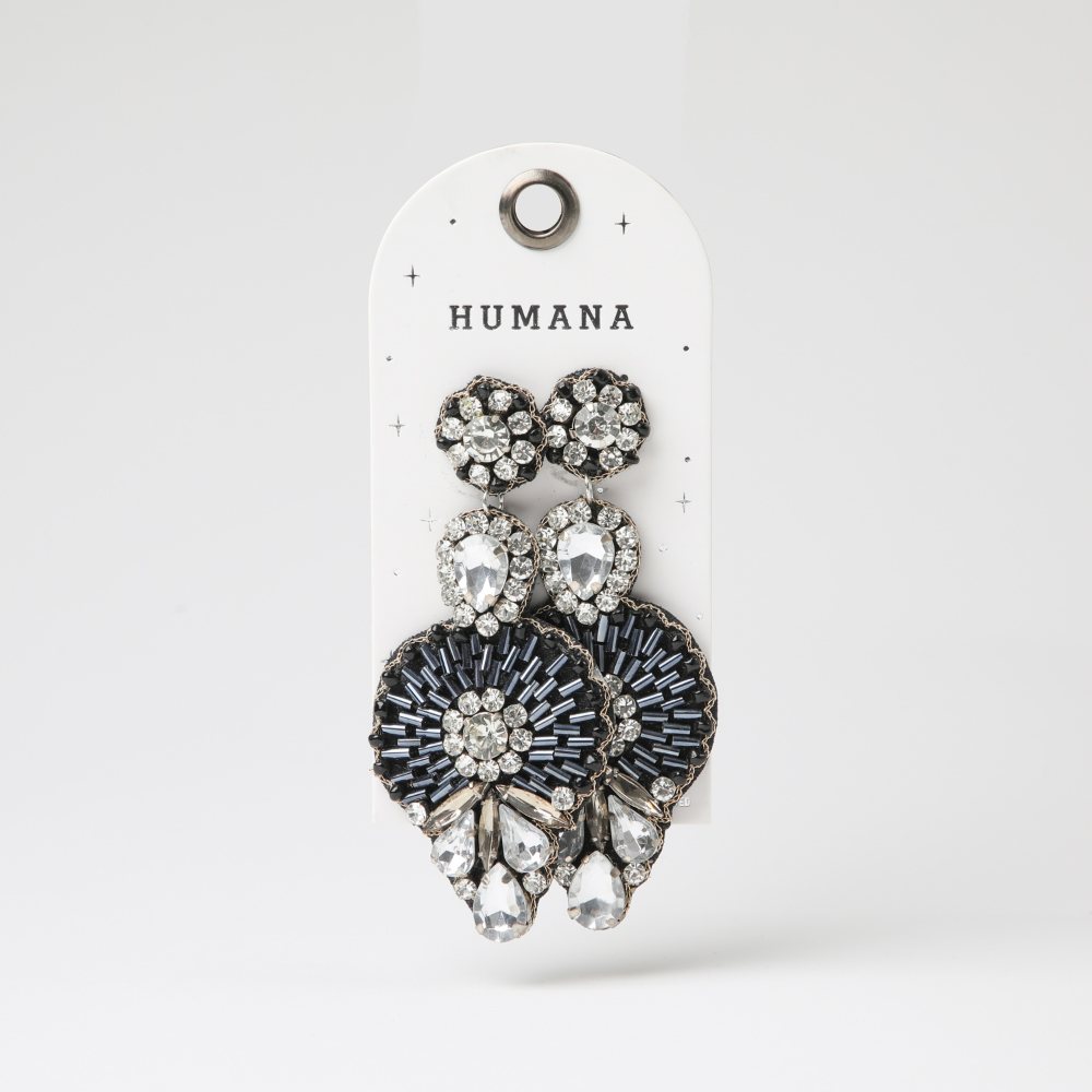 Aros Largo Brillos Azul Humana