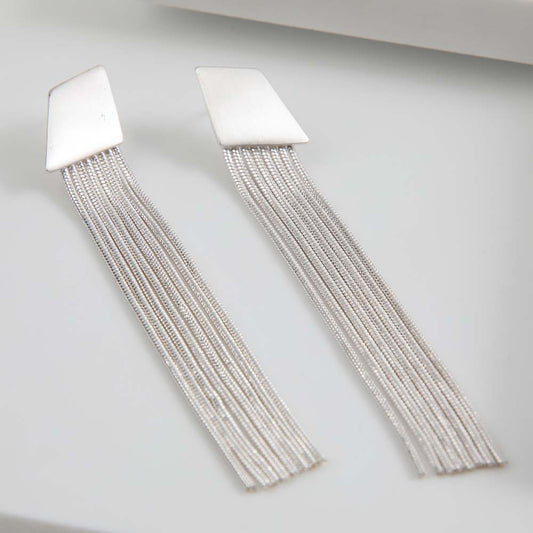 Aros Largo Silver Plateado Humana