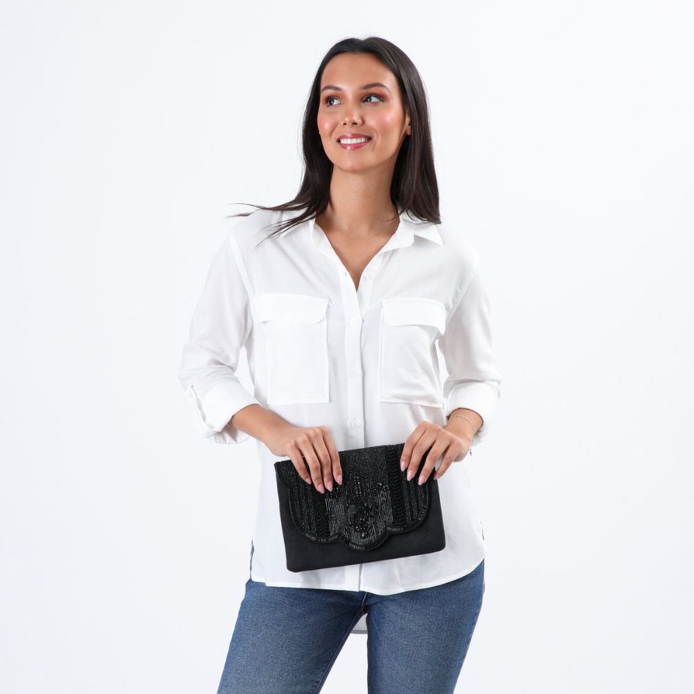 Cartera Clutch Caspio Negro Tatienne