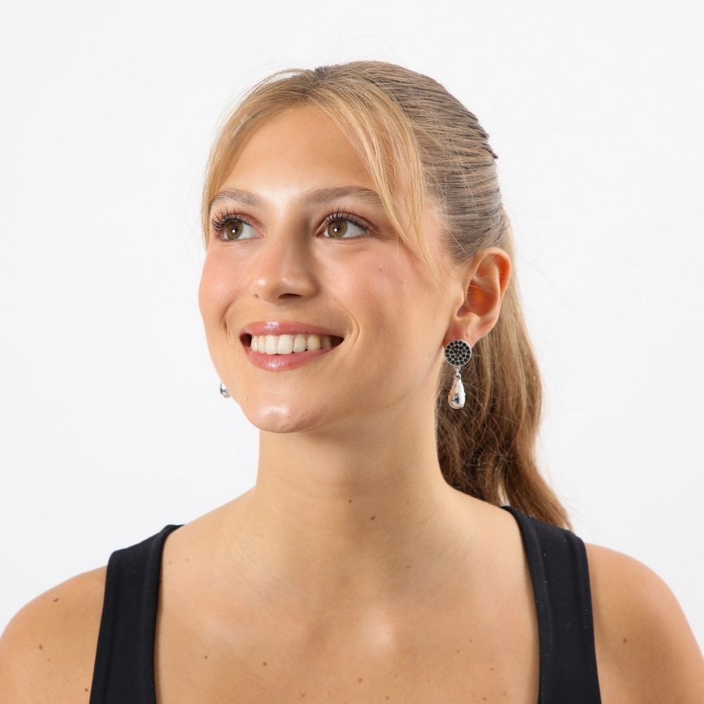 Aros Mediano Ceram Plateado Tatienne