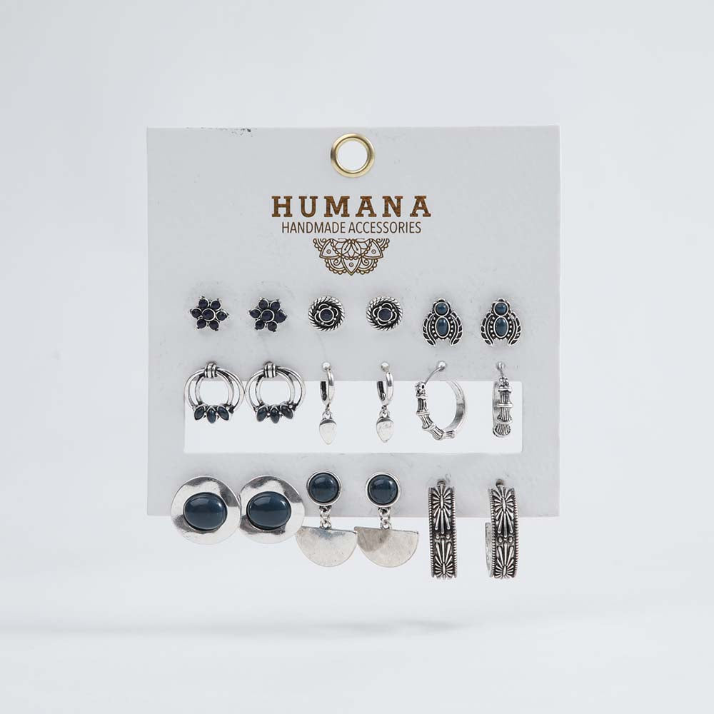 Set Aros Guayacán Plateados Humana