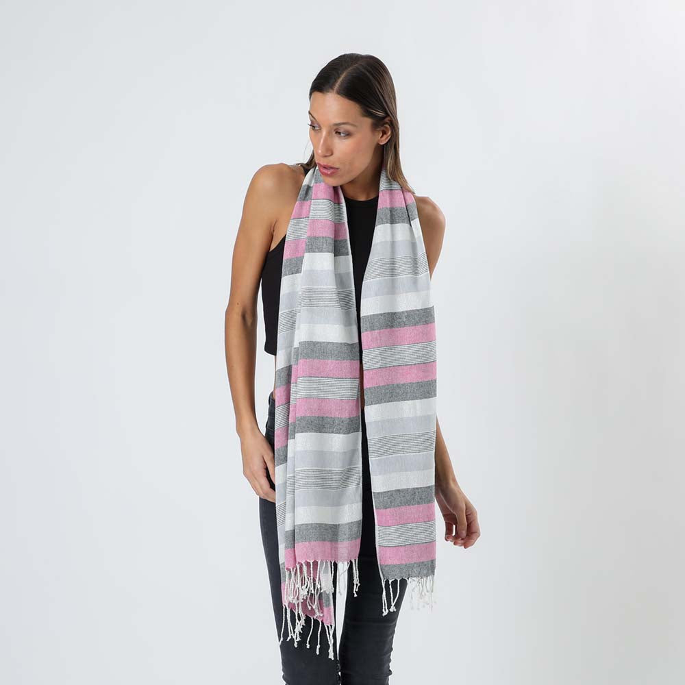 Pañuelo Liso Rayas Fucsia i-D