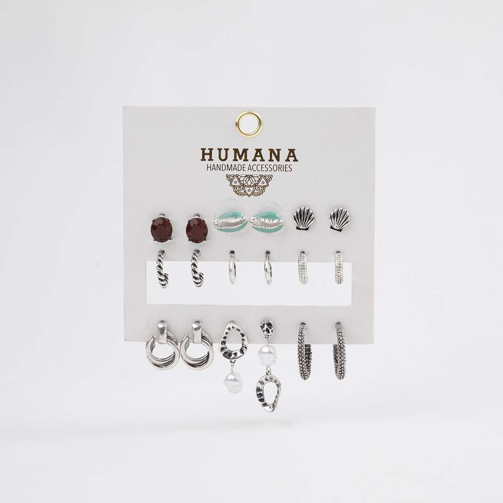 Set Aros Mocán Plateado Humana