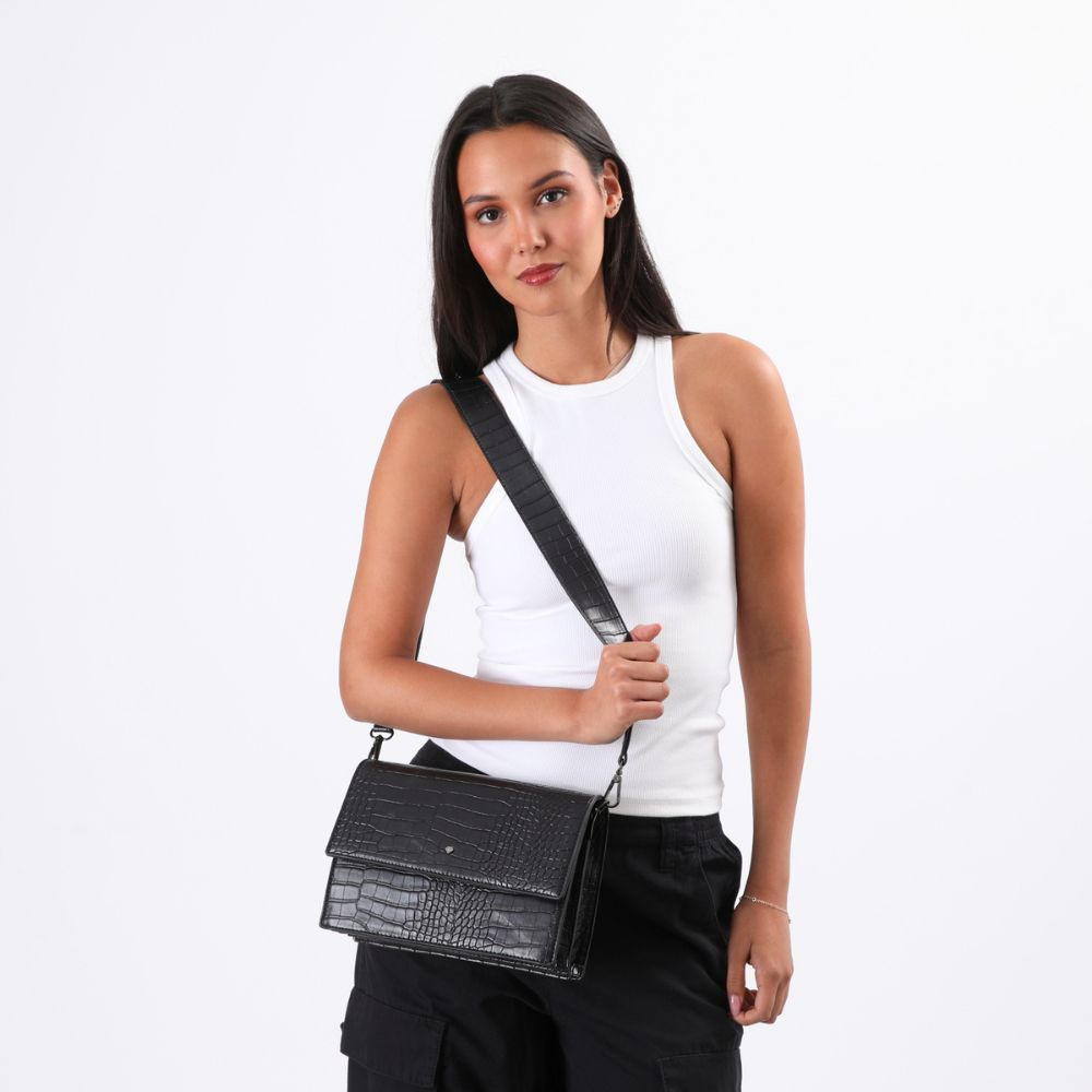 Cartera Bandolera Ecocuero Calais Negro i-D