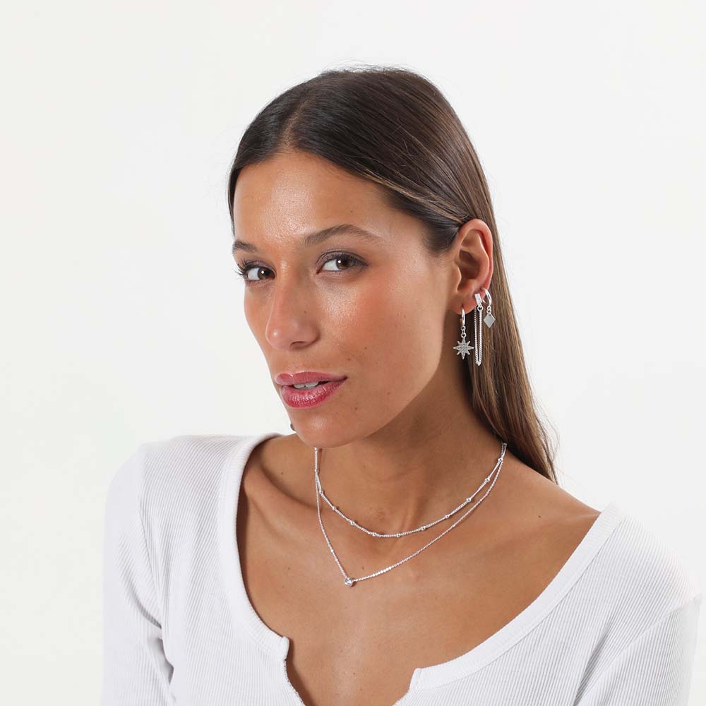 Set Aros Plateados Essential Chic Humana