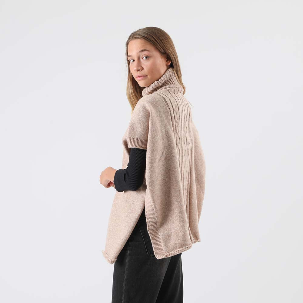 Poncho Tejido Melange Café i-D
