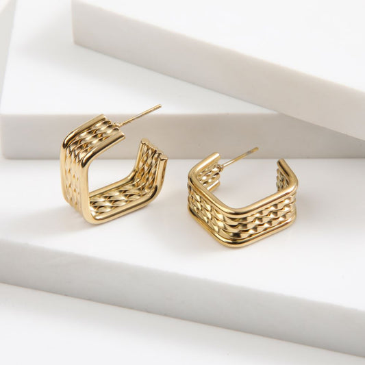 Aros Argolla Parle Dorado Acero Inoxidable Humana