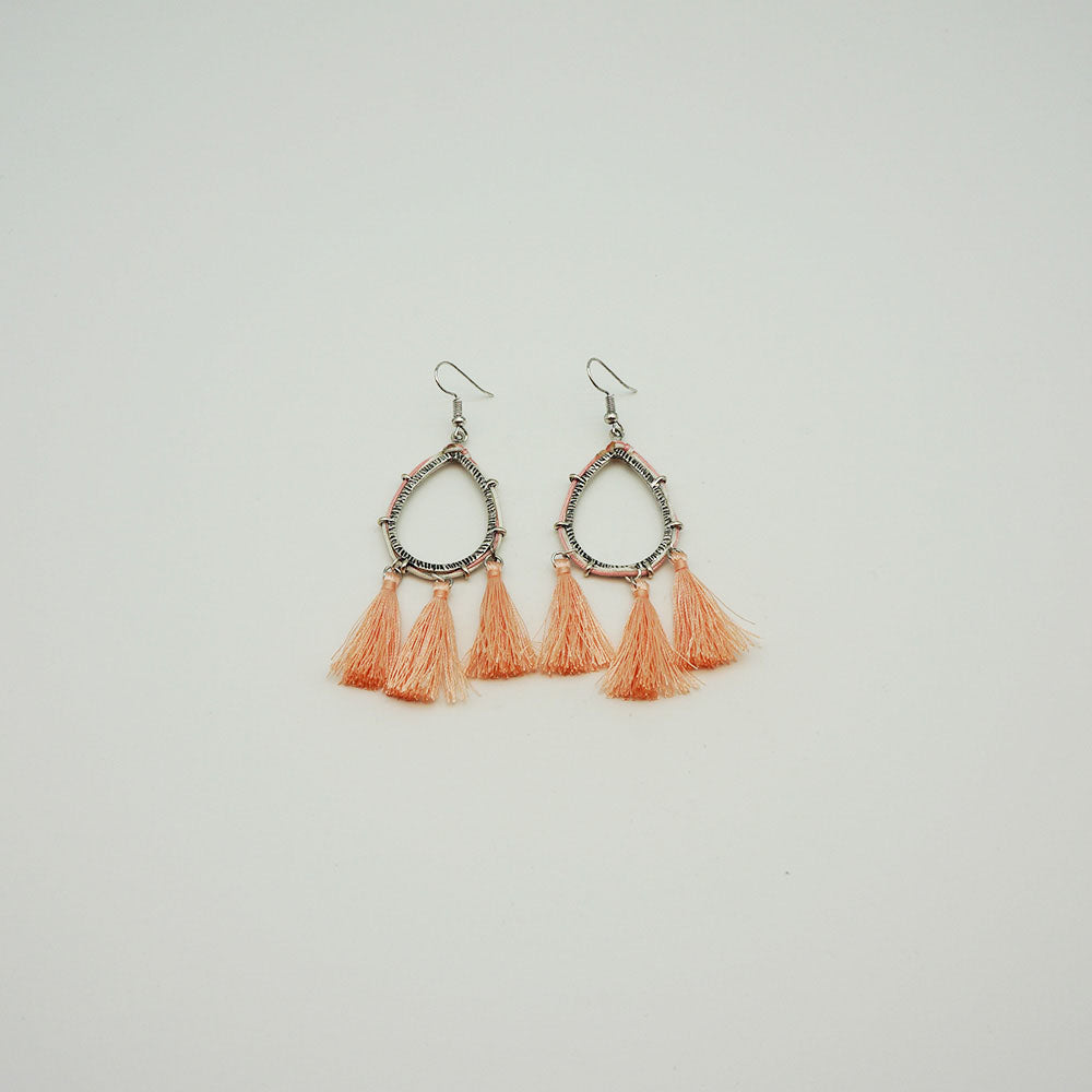 Aros Largos Plateados Botanical Retro Salmon Tatienne