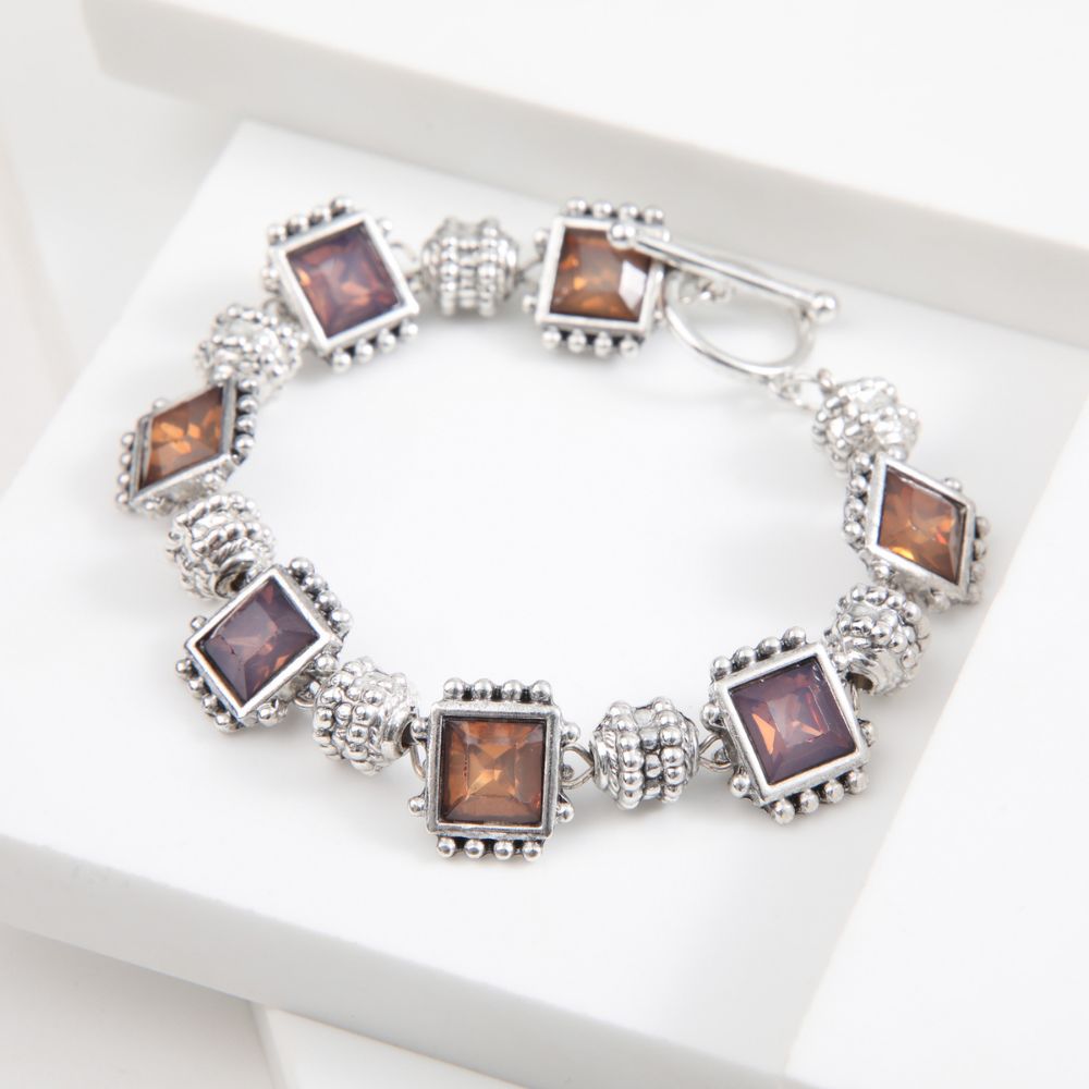 Pulsera Charm Cuadros Plateado Humana