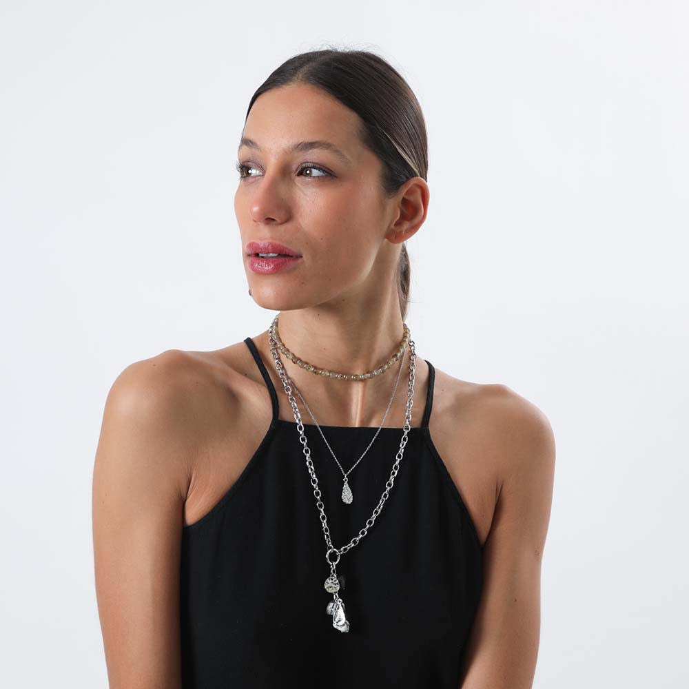 Collar Largo Besaya Plateado Tatienne