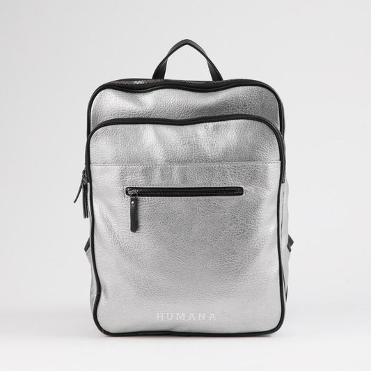 Mochila Computador Bianca Ecocuero Plateado Humana