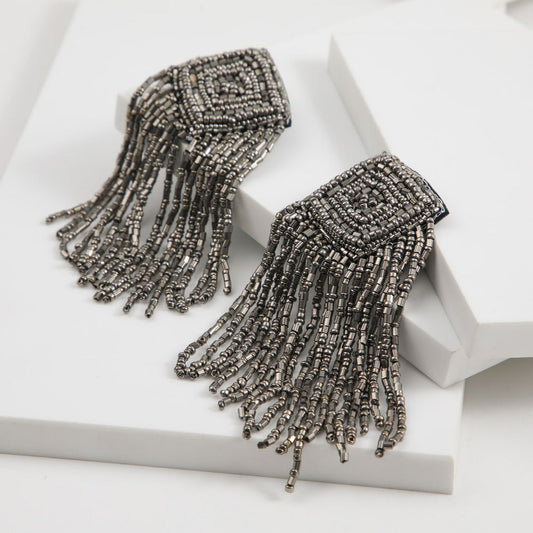 Aros Largo Flecos Plateado Humana