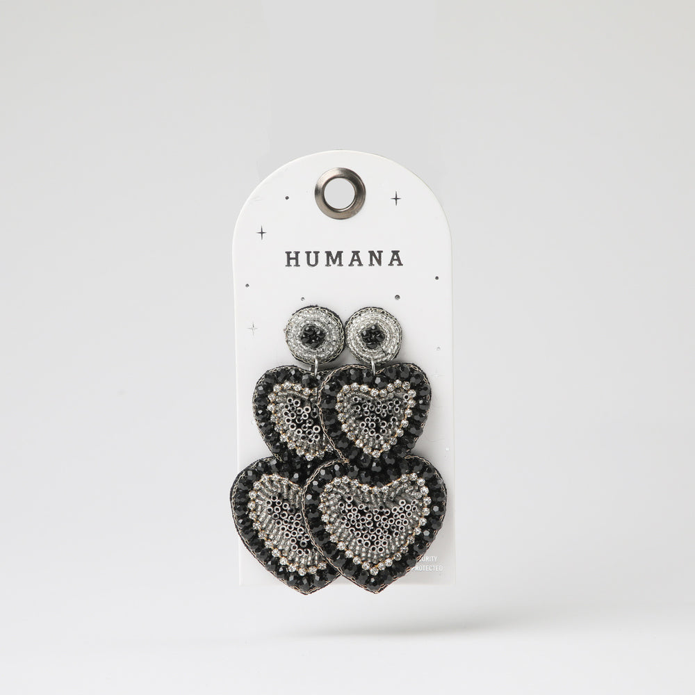 Aros Largo Corazón Negro Humana