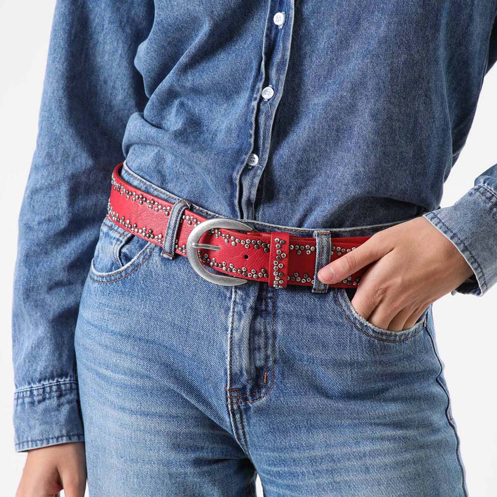 Cinturón Invierno Tachas Rojo Humana