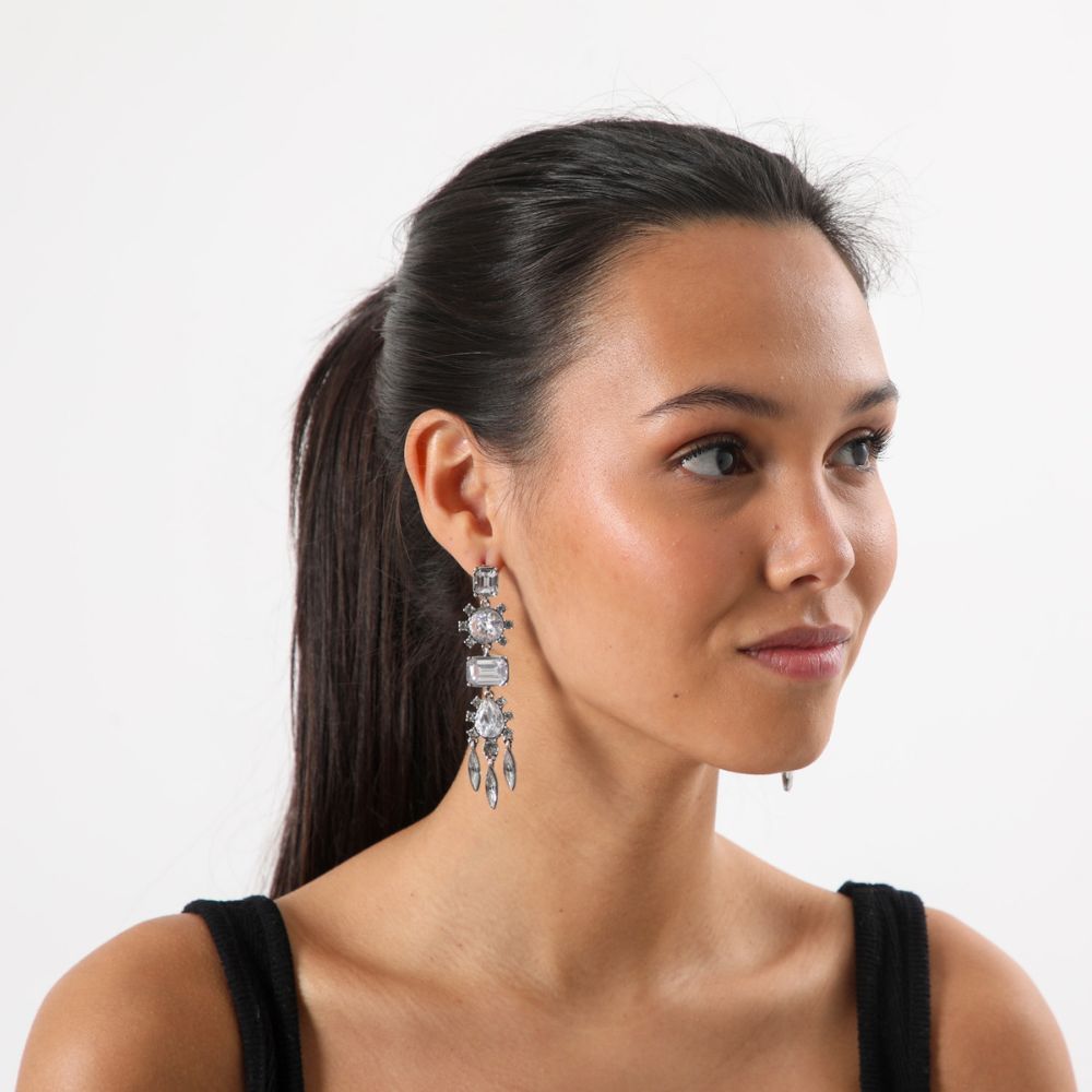 Aros Largo Drop Plateado Humana