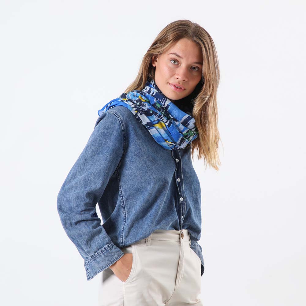 Pañuelo Estampado Ancona Azul Tatienne