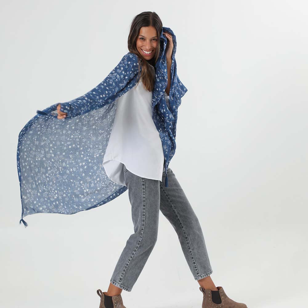 Pañuelo Estampado Azul Camelia Tatienne