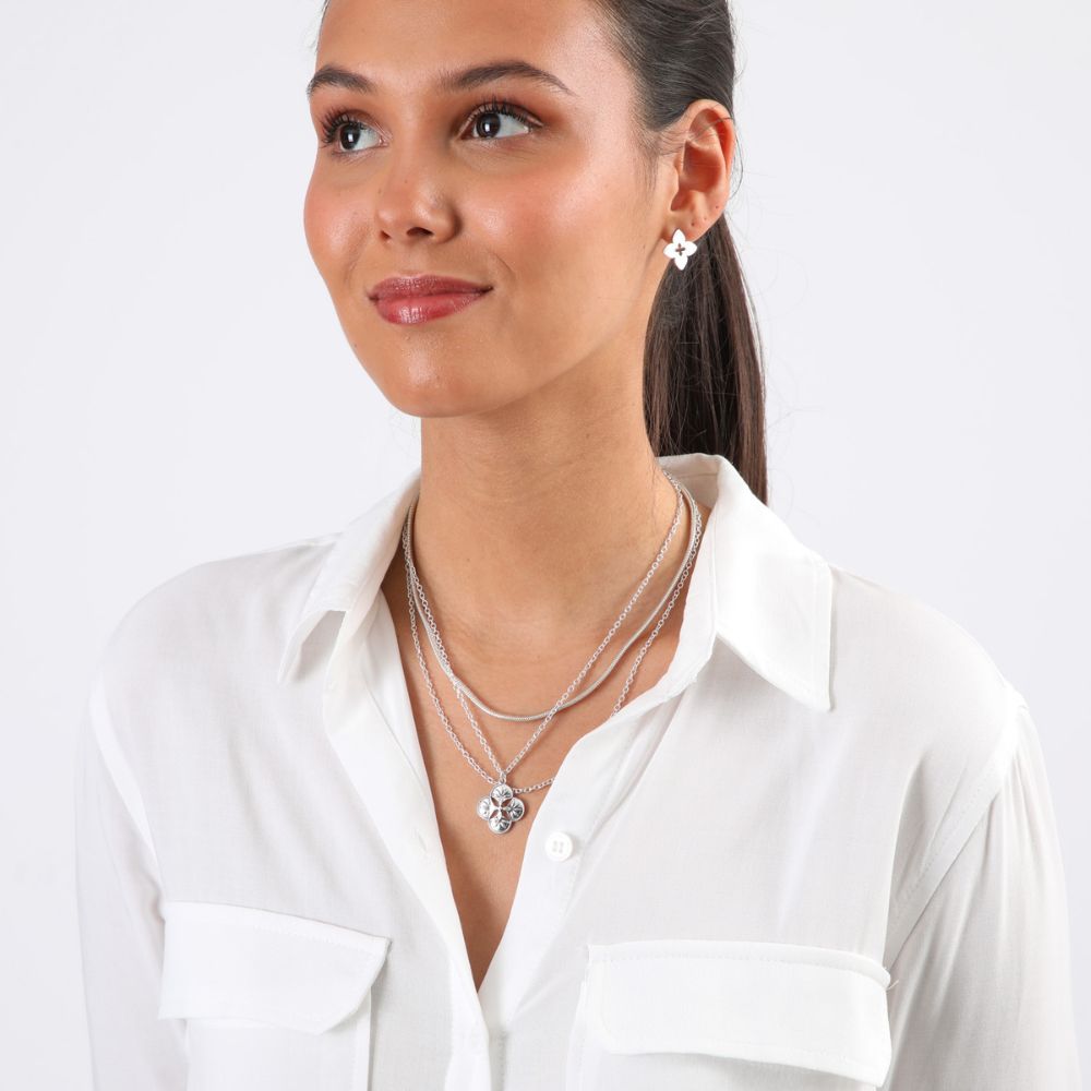 Set Collar y Aros Floret Plateado Tatienne